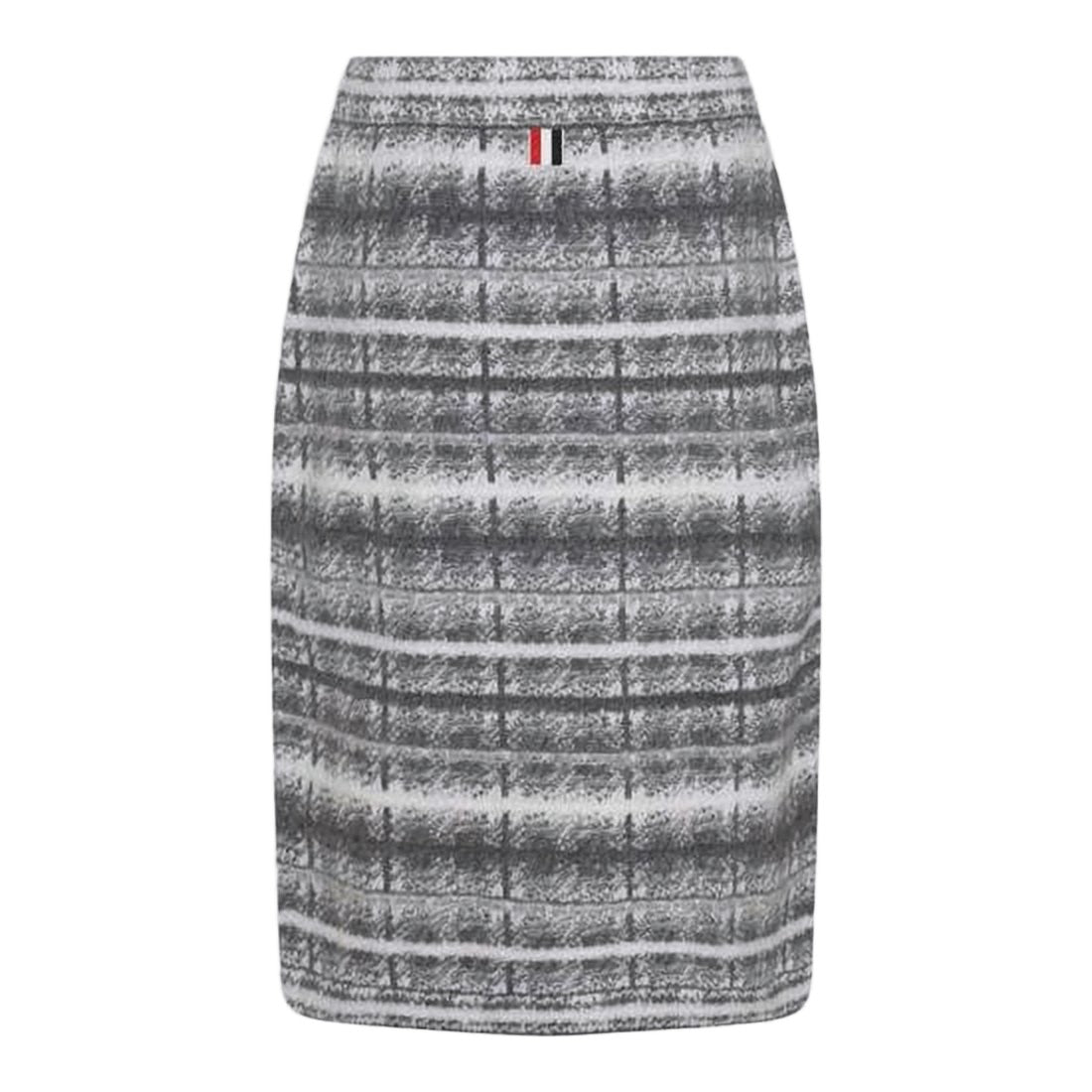 Thom Browne Textured Plaid Midi Skirt With Button Closure