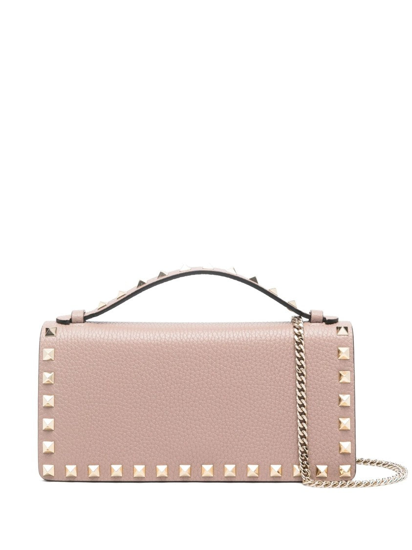 Valentino Rockstud Pyramid Textured Leather Wallet