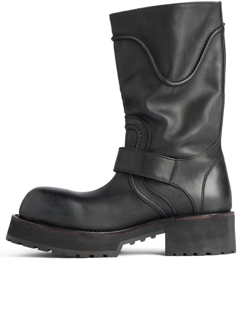 Balenciaga Venom Leather Mid-Calf Boots