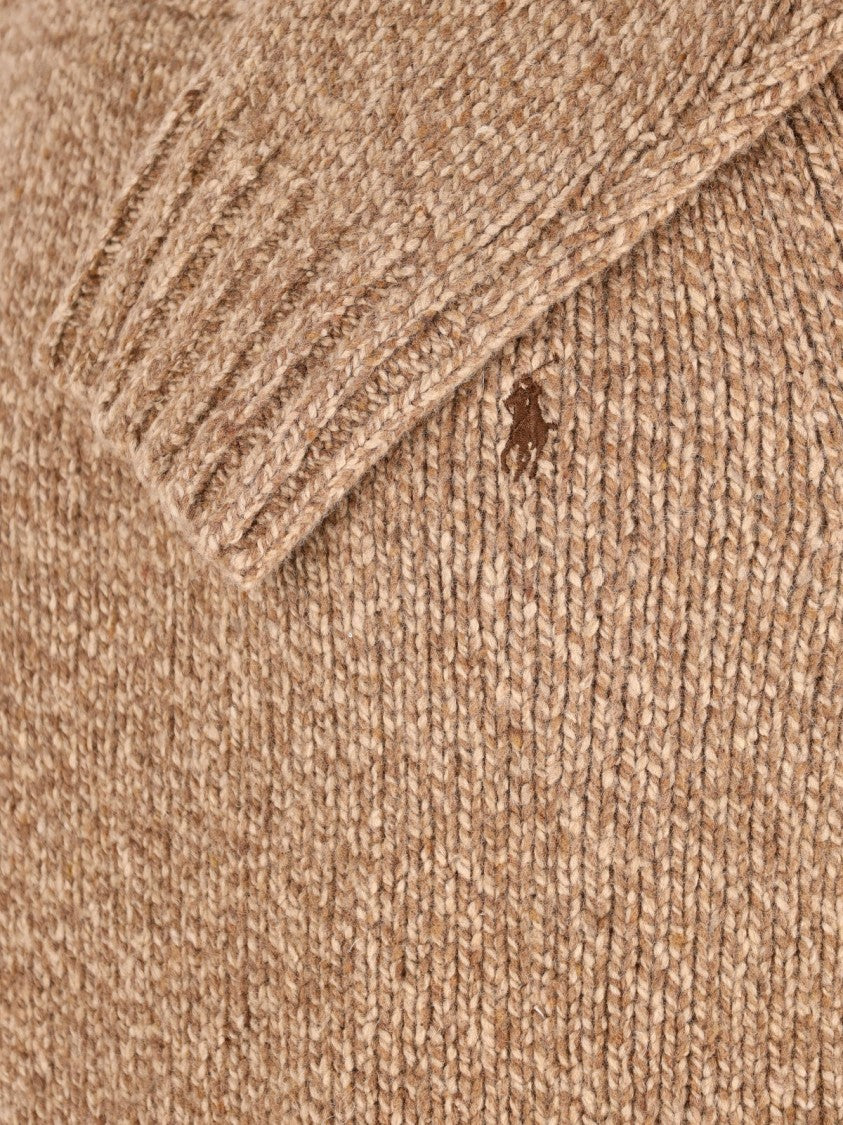Polo Ralph Lauren Classic Knit Beige Sweater With Ribbed Cuffs