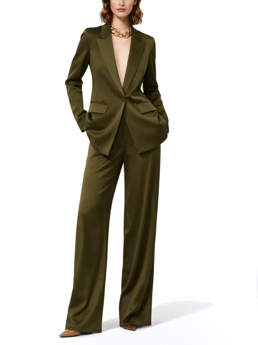 Max Mara Tailored Satin Blazer With Structured Shoulders And Notched Lapels