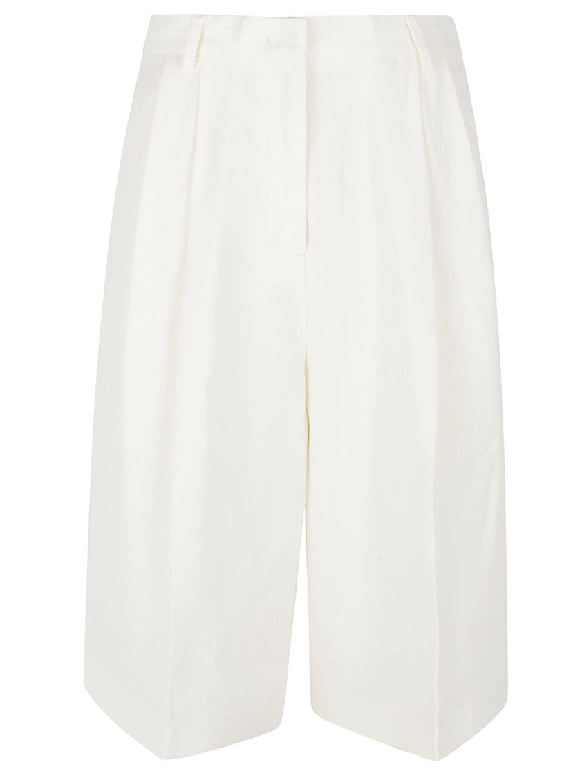 Fabiana Filippi Pleated White Shorts With Concealed Closure