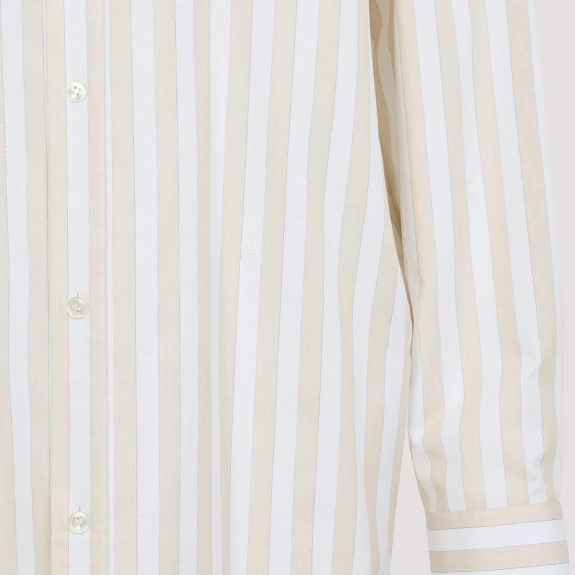 Saint Laurent White And Beige Cotton Shirt