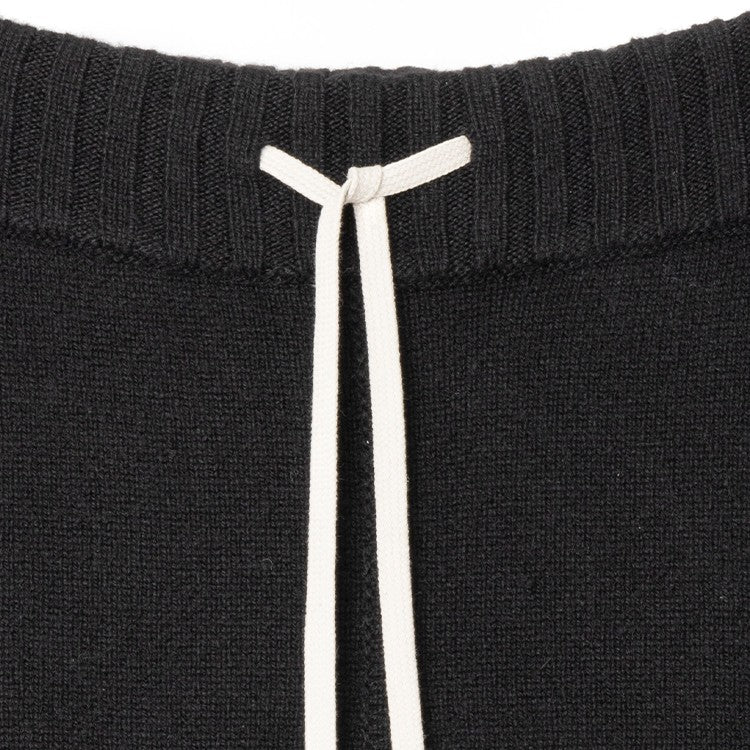 Rick Owens High-Waisted Black Cashmere Pants With Drawstring Detail