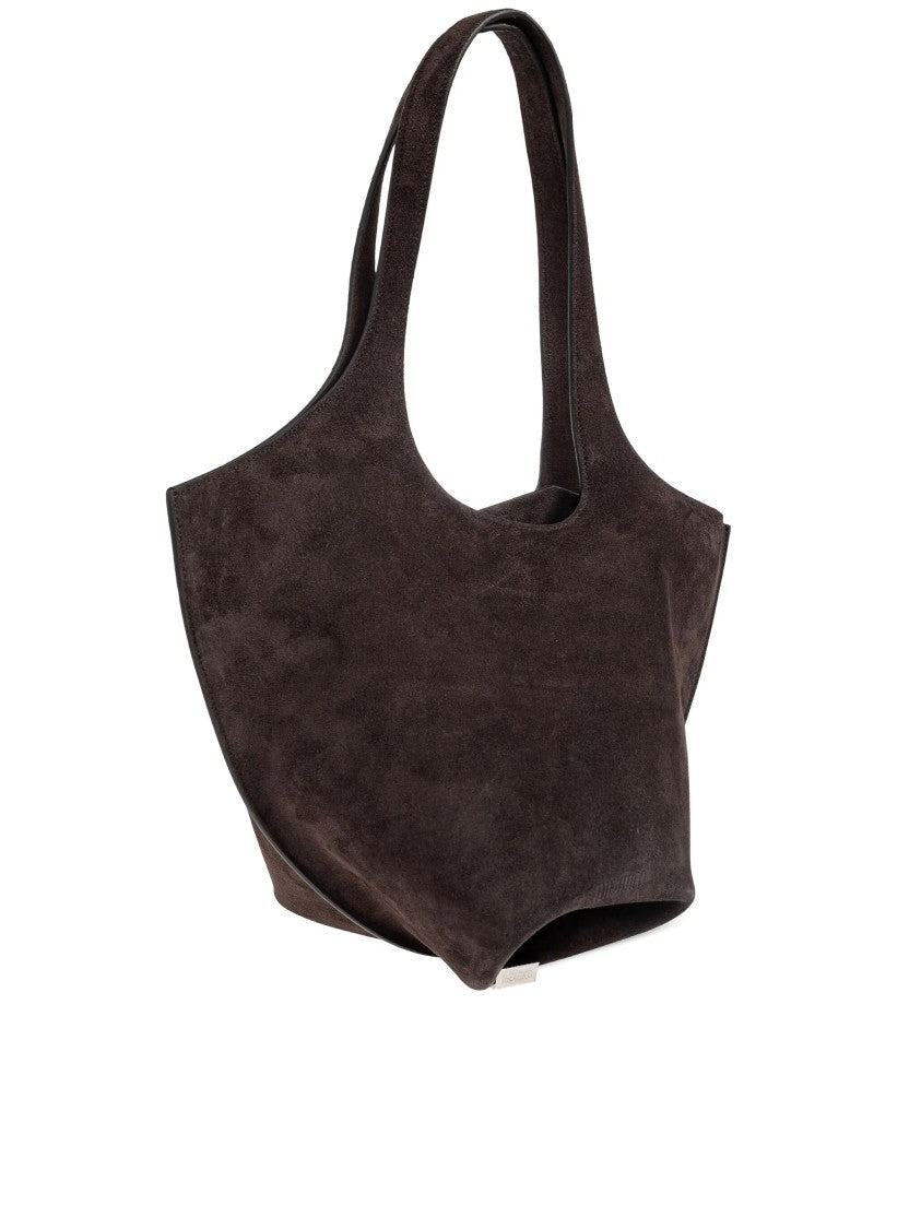 The Attico Brown La Scoop Medium Suede Shoulder Bag