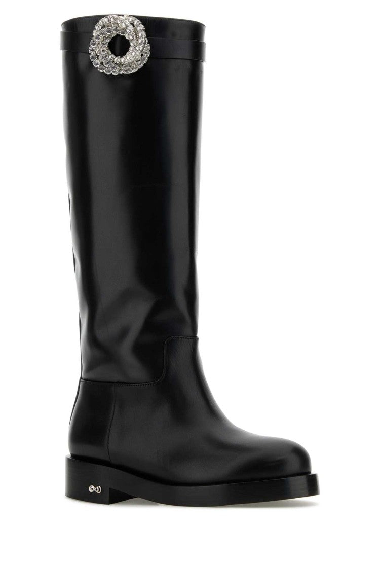 Mach & Mach Black Leather Galaxy Riding Boots