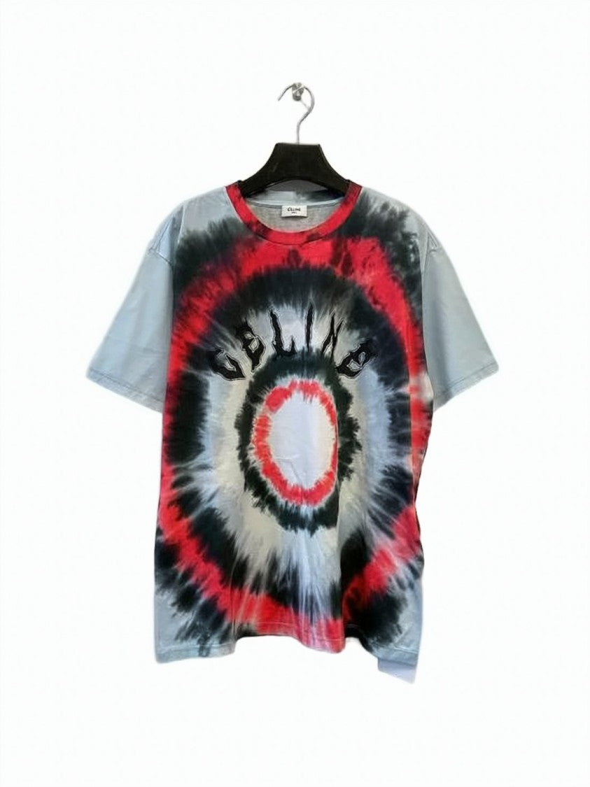Celine Short-Sleeve Tie-Dye T-Shirt With Bold Circle Design