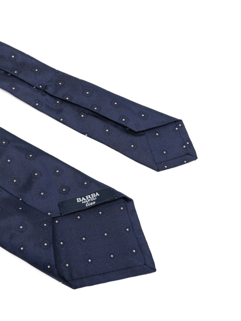 Barba Blue Tie With Subtle Polka Dot Pattern