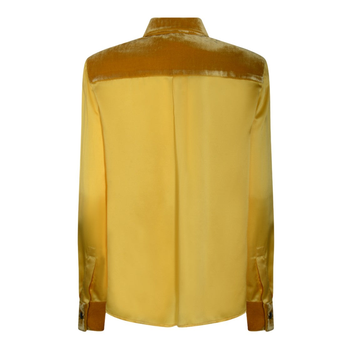 Roberto Cavalli Ochre Satin Shirt With Velvet Accents