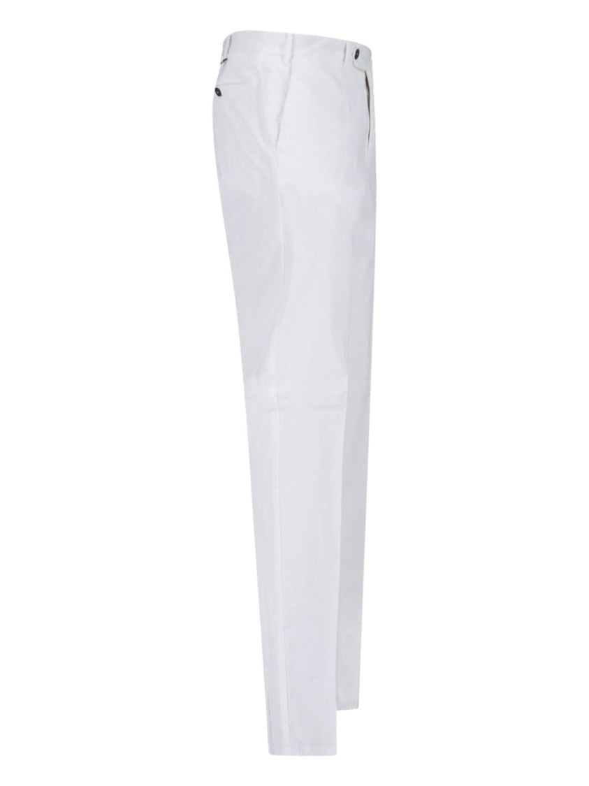 Pt Torino Lyocell/Cotton Straight Trousers – White