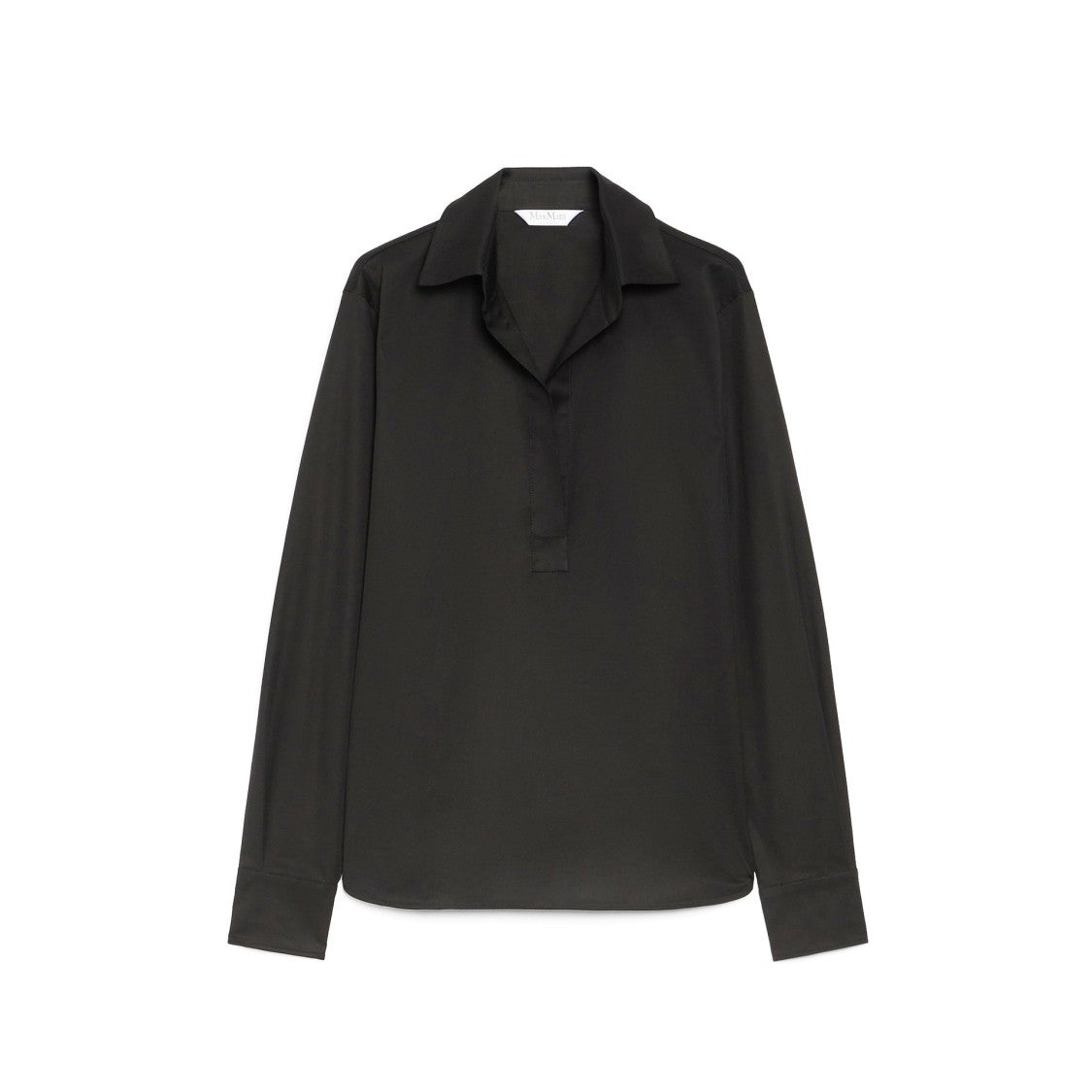 Max Mara V-Neck Black Cotton Shirt With Loose Silhouette