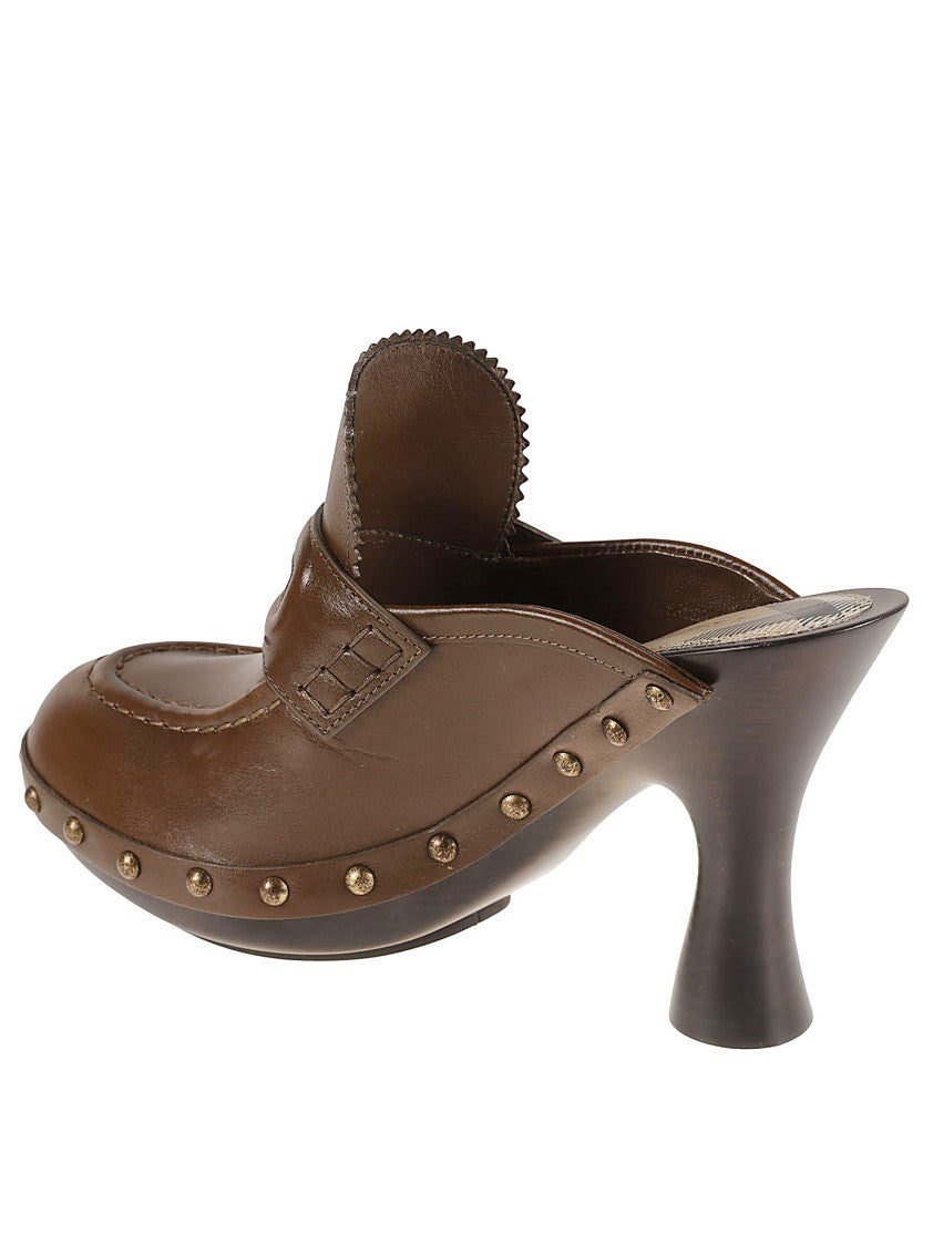 Burberry Sculpted Heel Sandals With Decorative Studs
