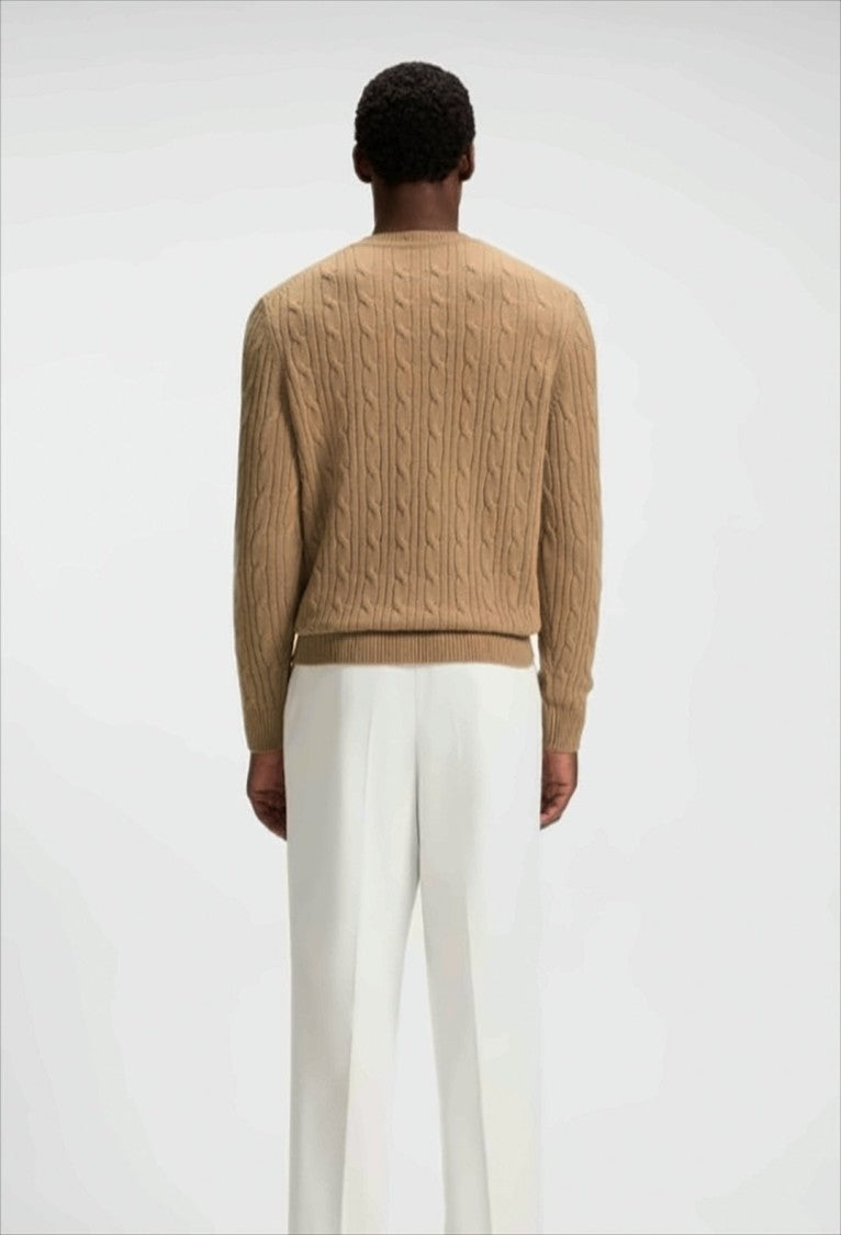 Boss Braided Cable Knit Crew Neck Sweater