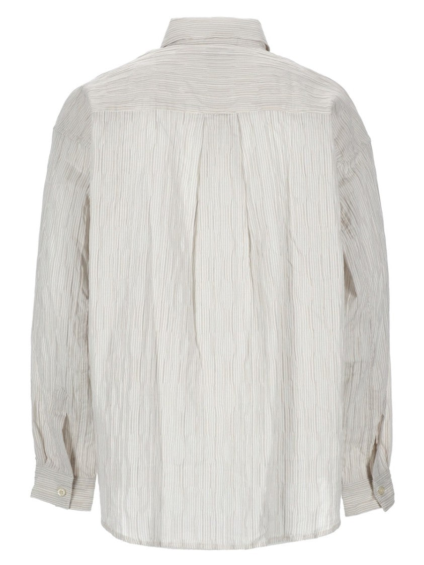 Amish Neutrals Relaxed Fit Crinkle Cotton-Blend Shirt