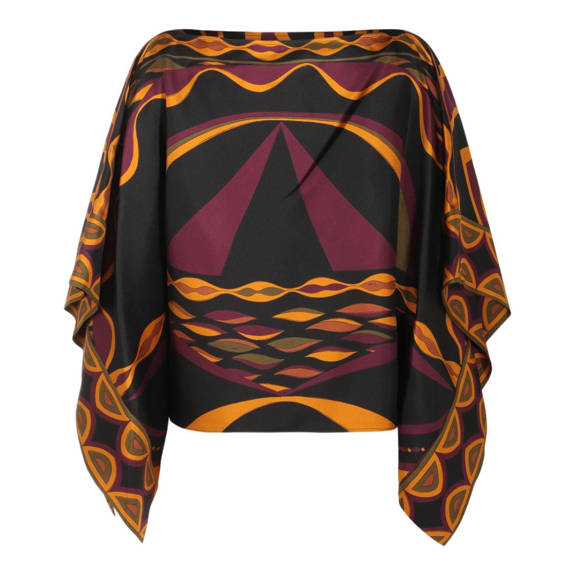 Emilio Pucci Abstract Pattern Draped Sleeve Flowing Top