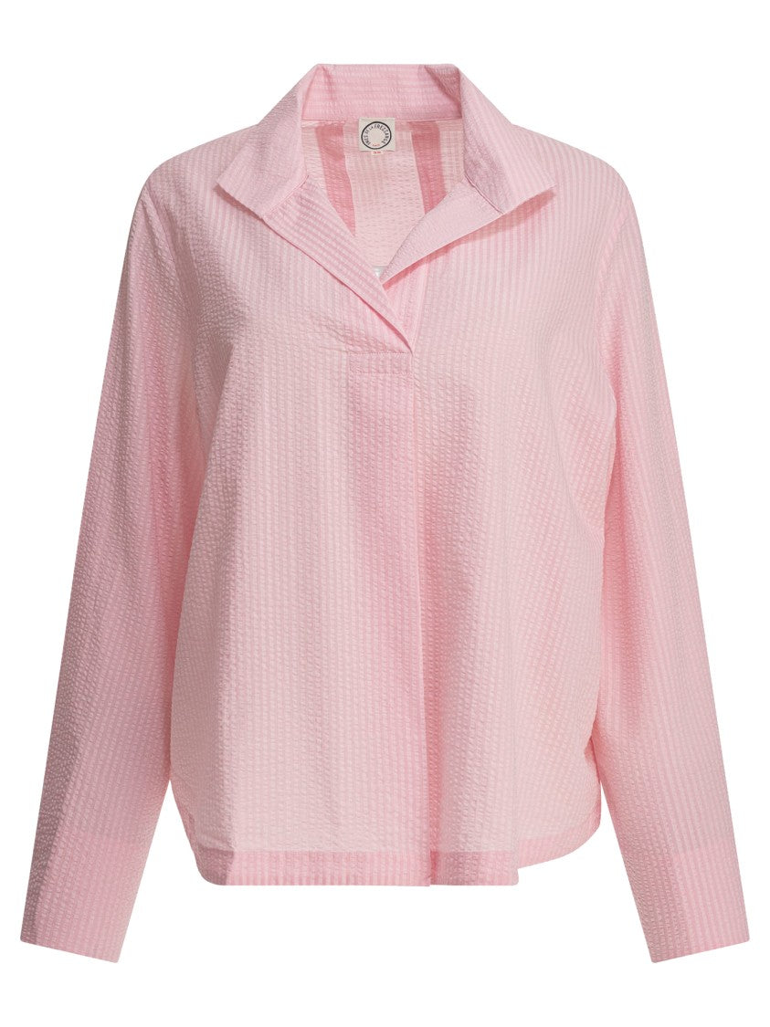 Ines De La Fressange Textured Light Pink Cotton Shirt