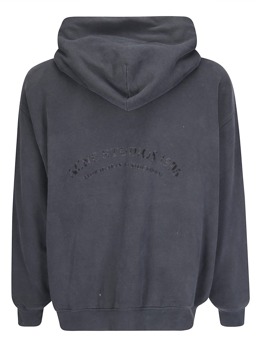 Acne Studios Drawstring Hooded Sweatshirt With Zip Closure And Kangaroo Pocket