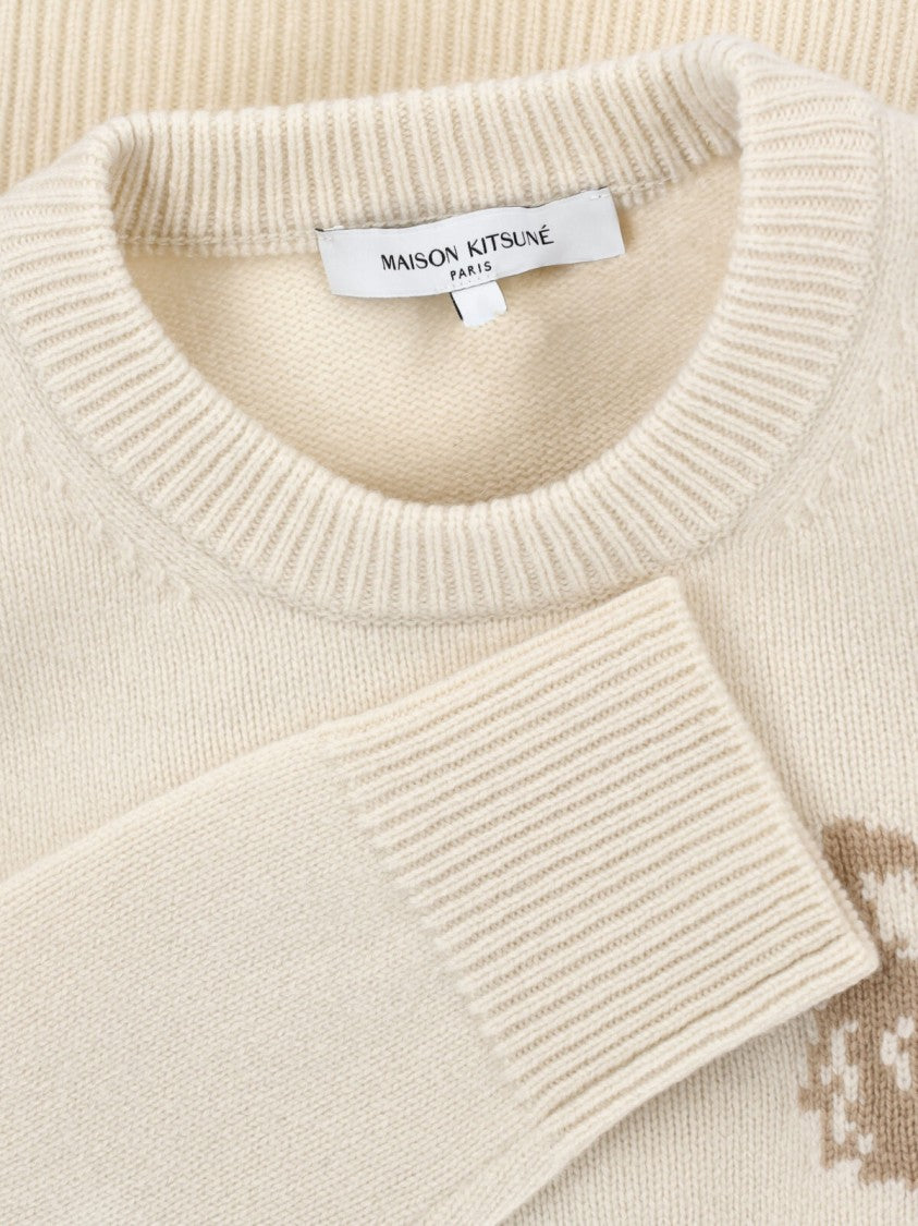Maison Kitsuné White Minimalist Sweater With Design