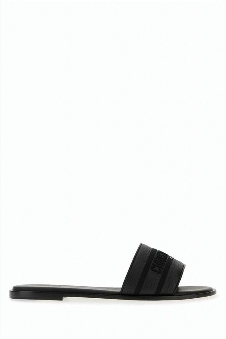 Dior Textured Calf Leather Slide Sandals