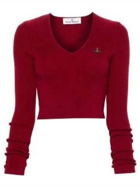 Vivienne Westwood Fitted Cropped Sweater With V-Neckline And Emblem Detail