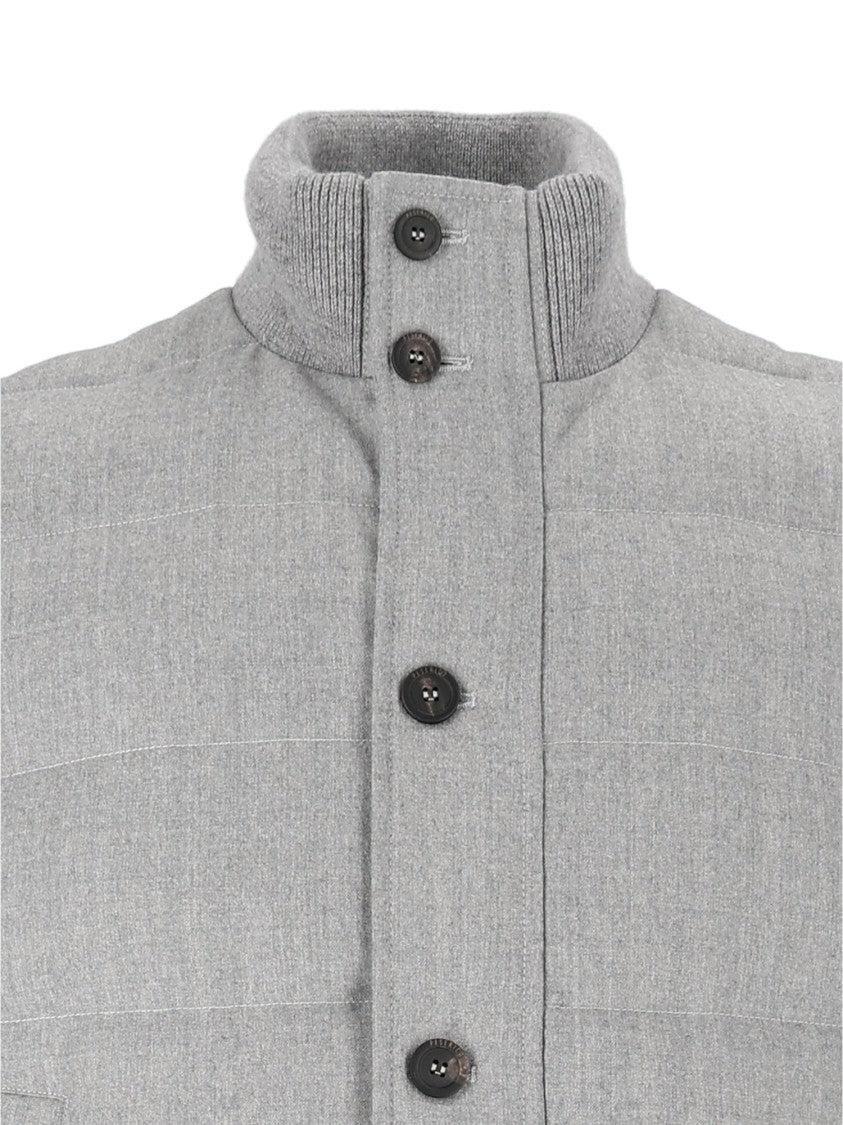 Peserico Quilted Ribbed Collar Button Outerwear