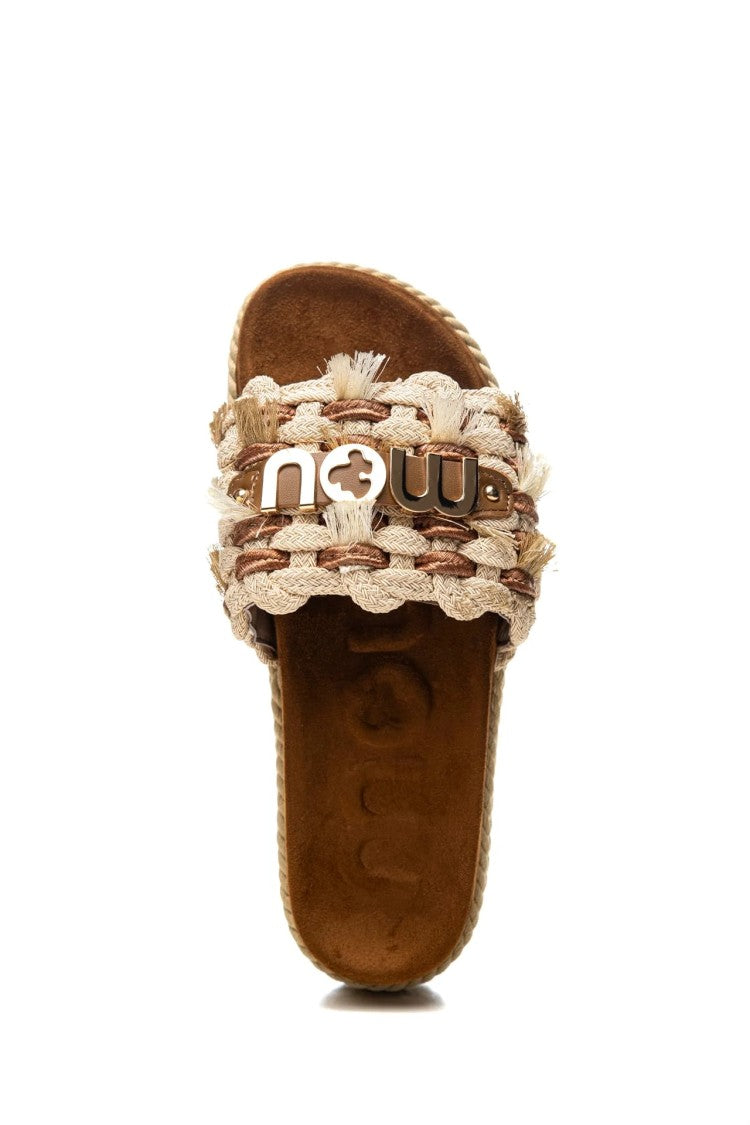 Mou Intricately Woven Flat Slide Sandal