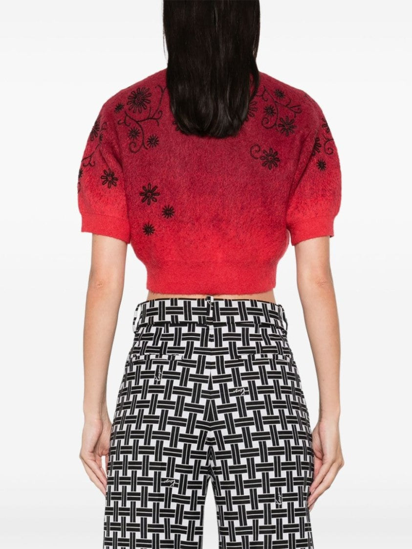 Kenzo Cropped Crimson Knitted Top