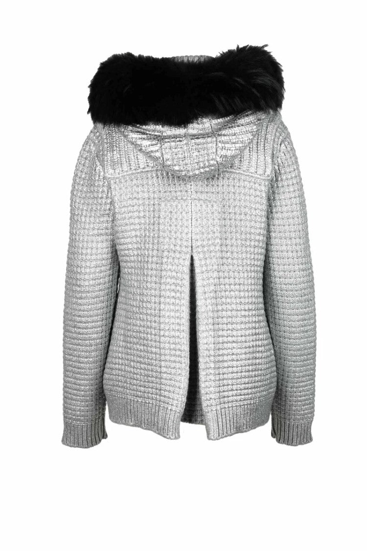 Bark Knit Coat Toggle Closure - Silver