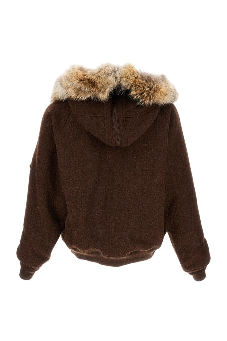 Kaptain Sunshine Brown Zip-Up Coat With Fur Collar And Practical Detailing