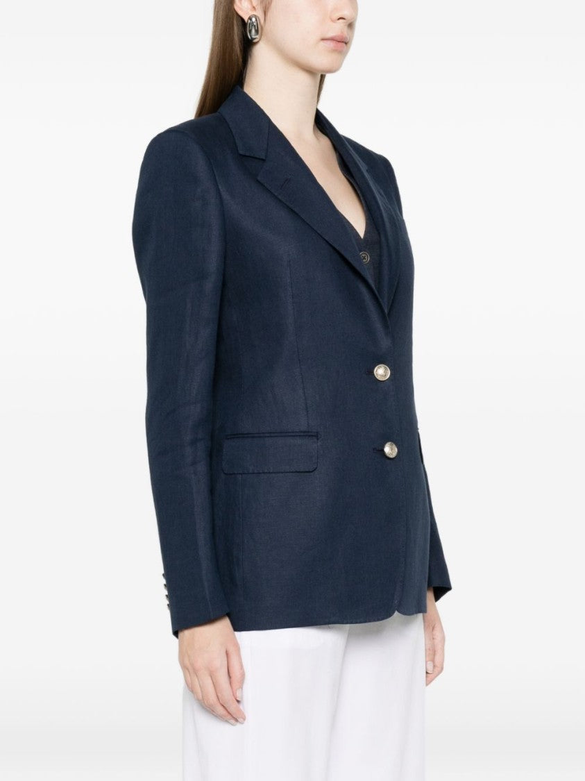 Tagliatore Blue Classic Lapels Linen Blazer