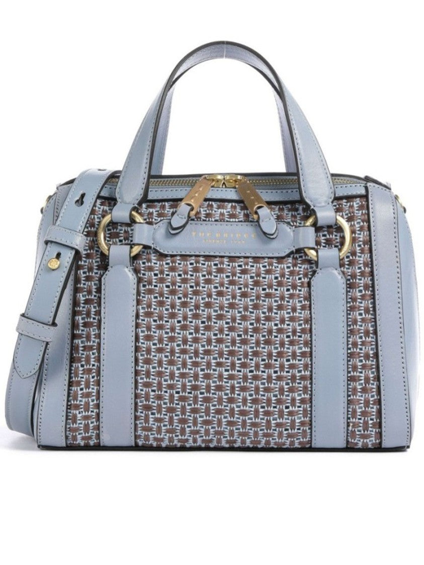 The Bridge Blue Handbag W/Shoulder Geometric Canvas Handbag