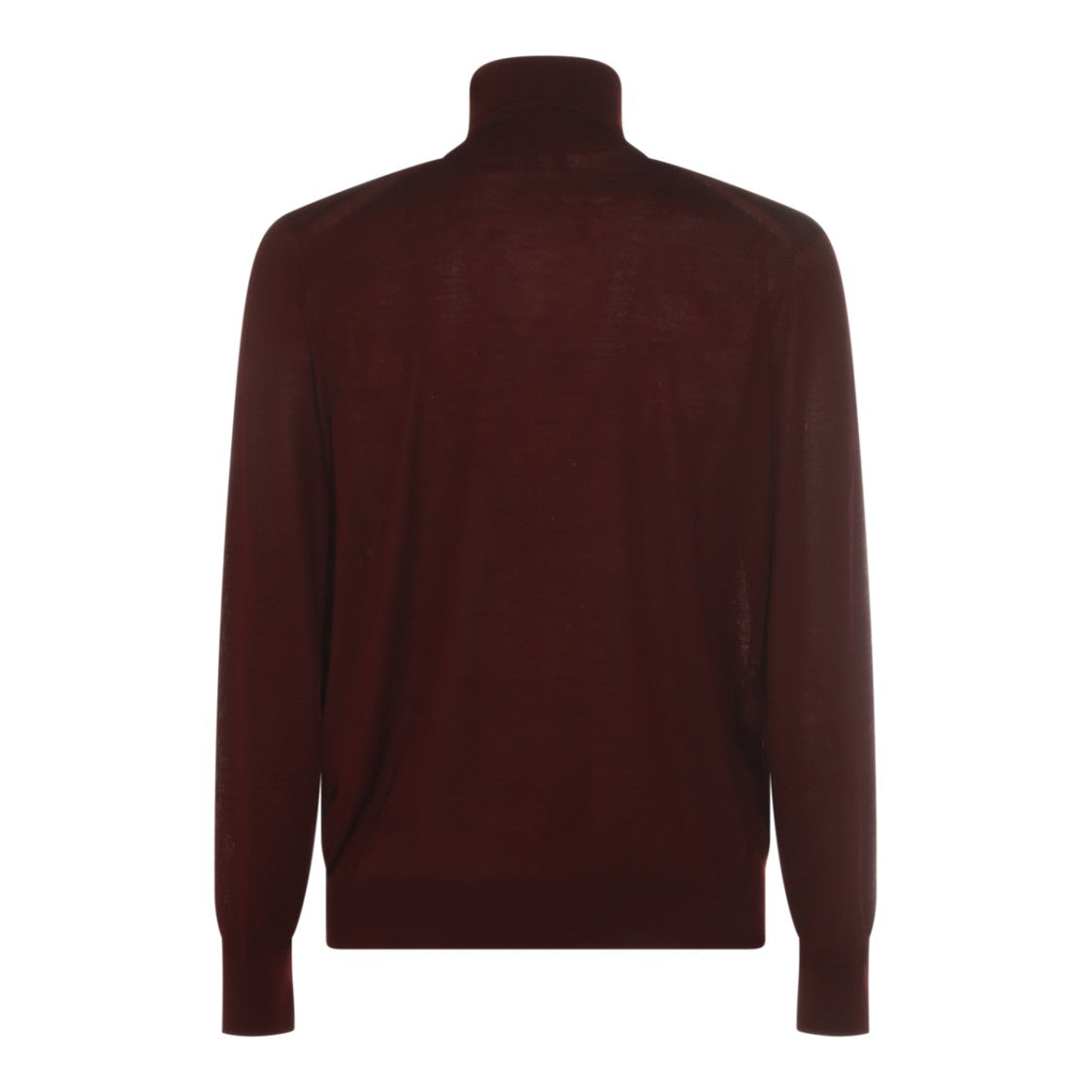 Saint Laurent Bordeaux Wool Knit Sweater With High Collar And Ribbed Cuffs