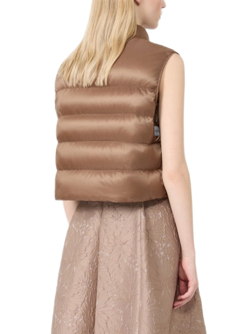 Max Mara Cropped Sleeveless Puffer Jacket With High Collar And Metallic Detail