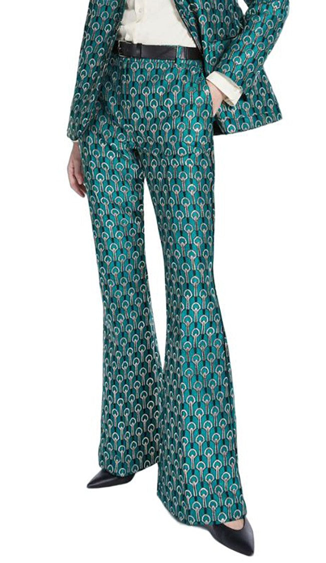 Max Mara Flared High-Waist Pants With Geometric Pattern