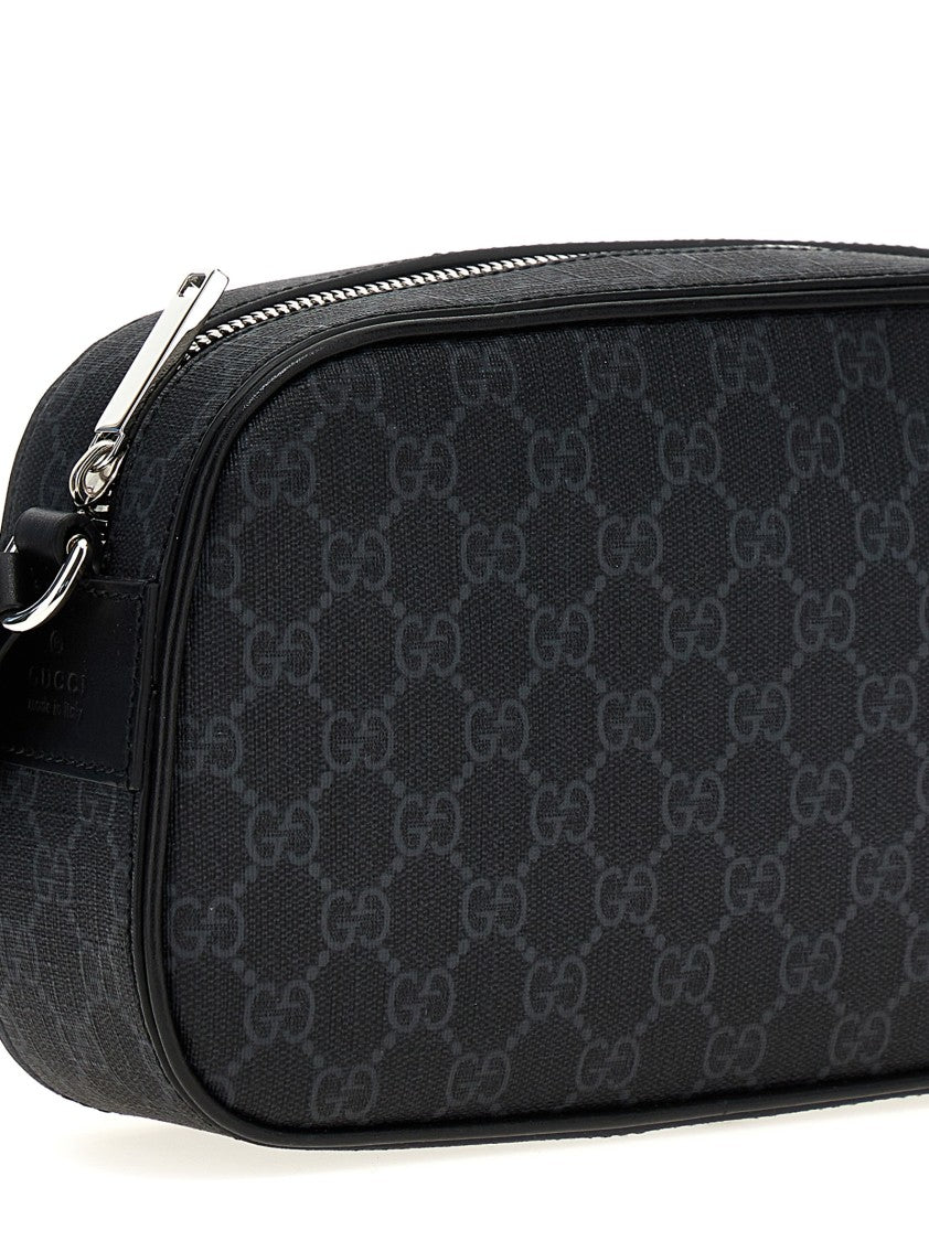 Gucci Gg Fabric Crossbody Bag With Leather Accents