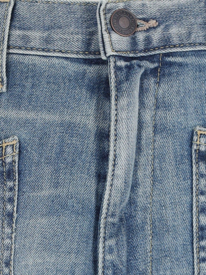 Nili Lotan Blue Shon Cotton Denim Curved-Leg Jeans