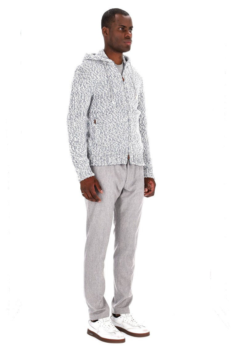 Eleventy Mouliné Full Zip Cashmere Hoodie