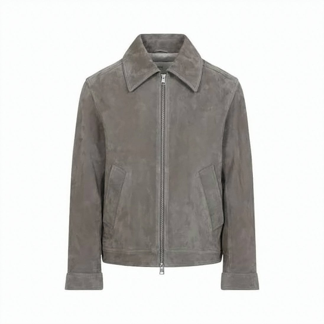 Ami Paris Smooth Suede Finish Jacket With Classic Collar