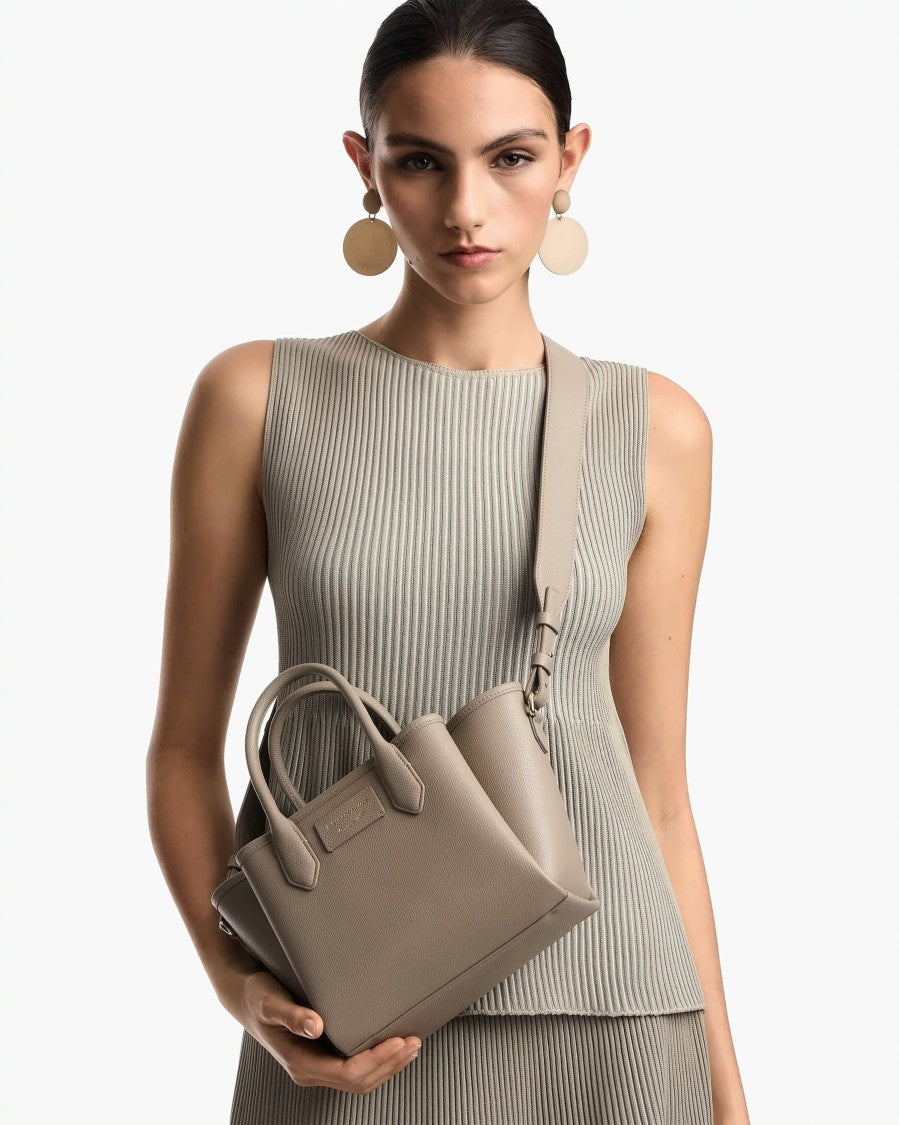Emporio Armani Panelled Finish Detachable Strap Small Shopper