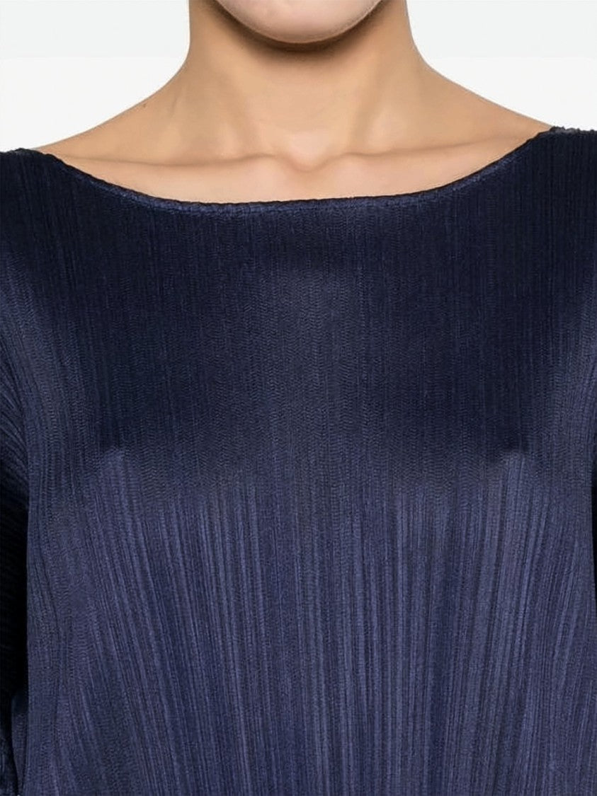 Pleats Please Pleated Texture Midi Dress With Fluid Silhouette