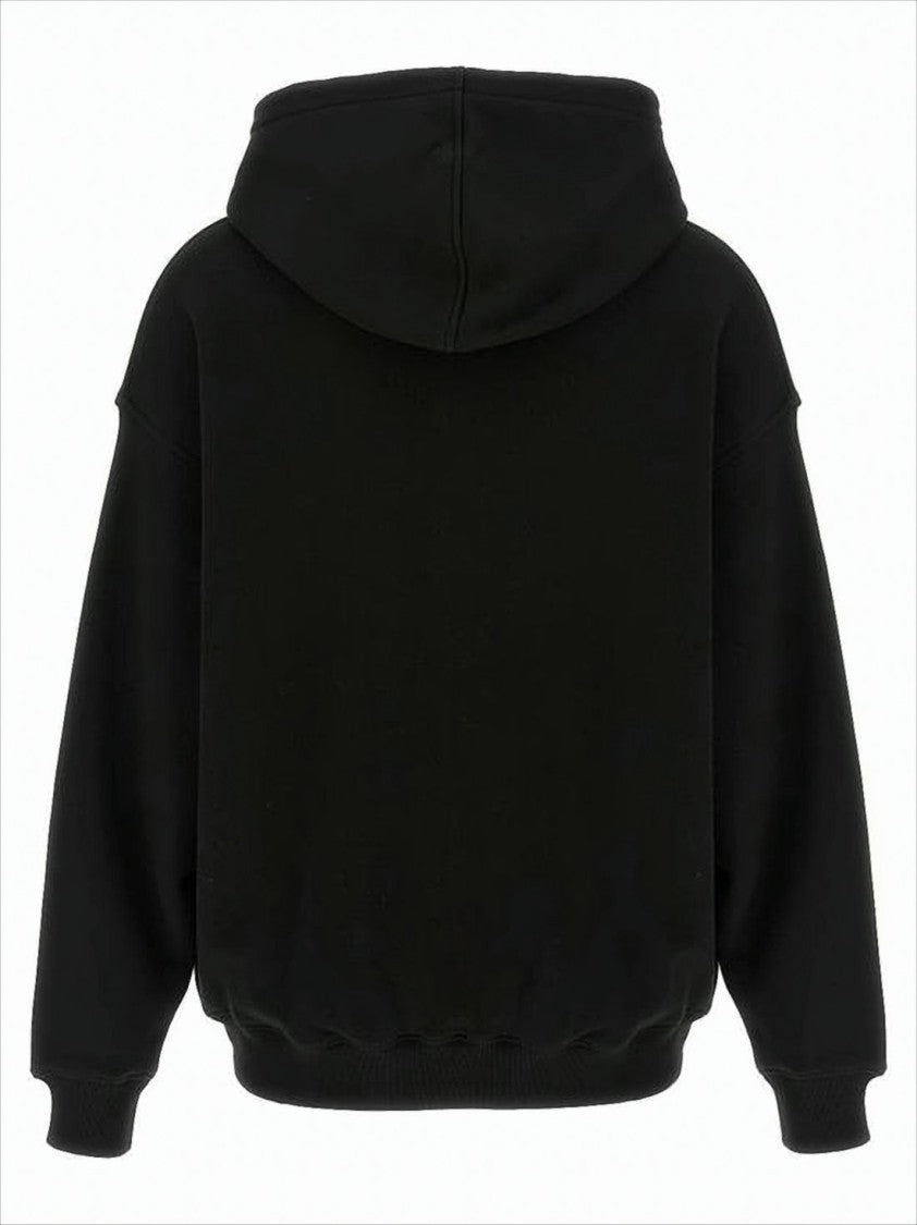 Kenzo Relaxed Fit Black Hoodie With Drawstring And Embroidered Logo