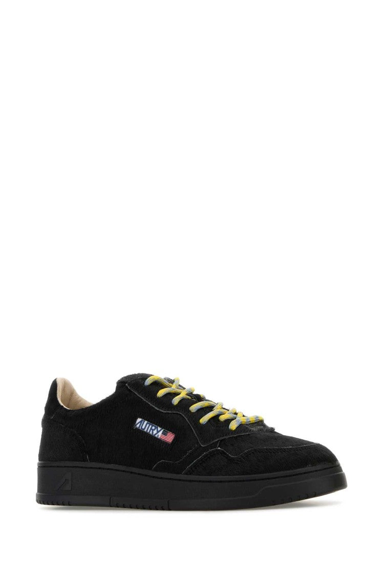 Autry Textured Black Calf Hair Medalist Sneakers