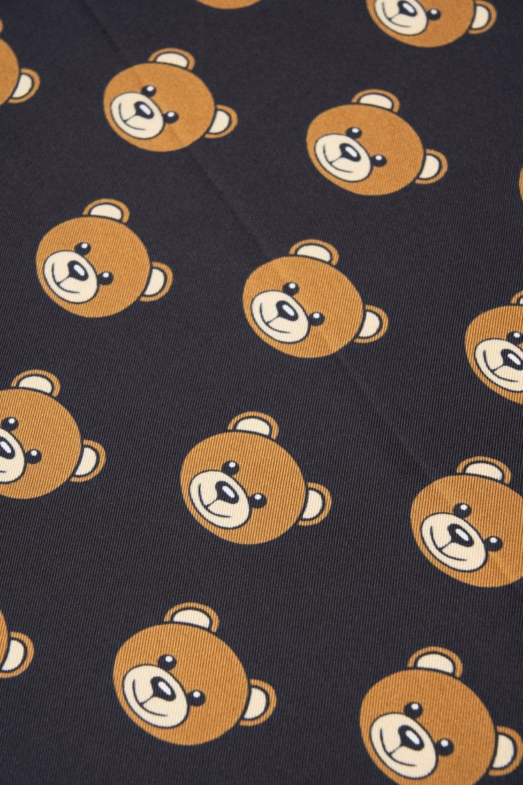 Moschino Silk Scarf With Teddy Bear Motif