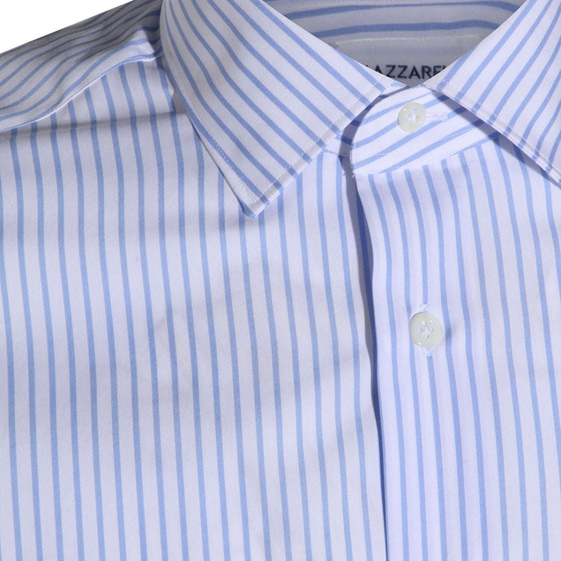 Mazzarelli Long-Sleeve Light Blue Striped Shirt With Button-Down Front