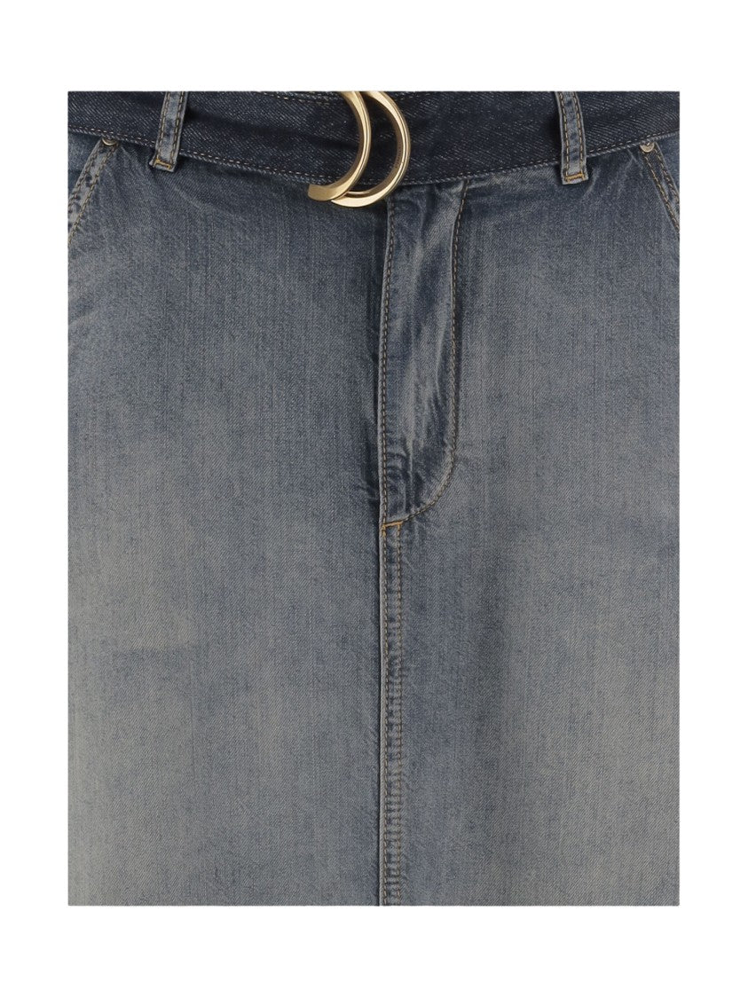 Pinko Denim Blue Lyocell-Cotton High-Waist Skirt