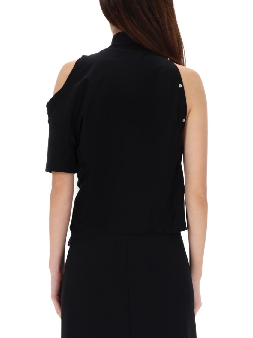 Courrèges Cotton Asymmetrical Bare Shoulder T-Shirt