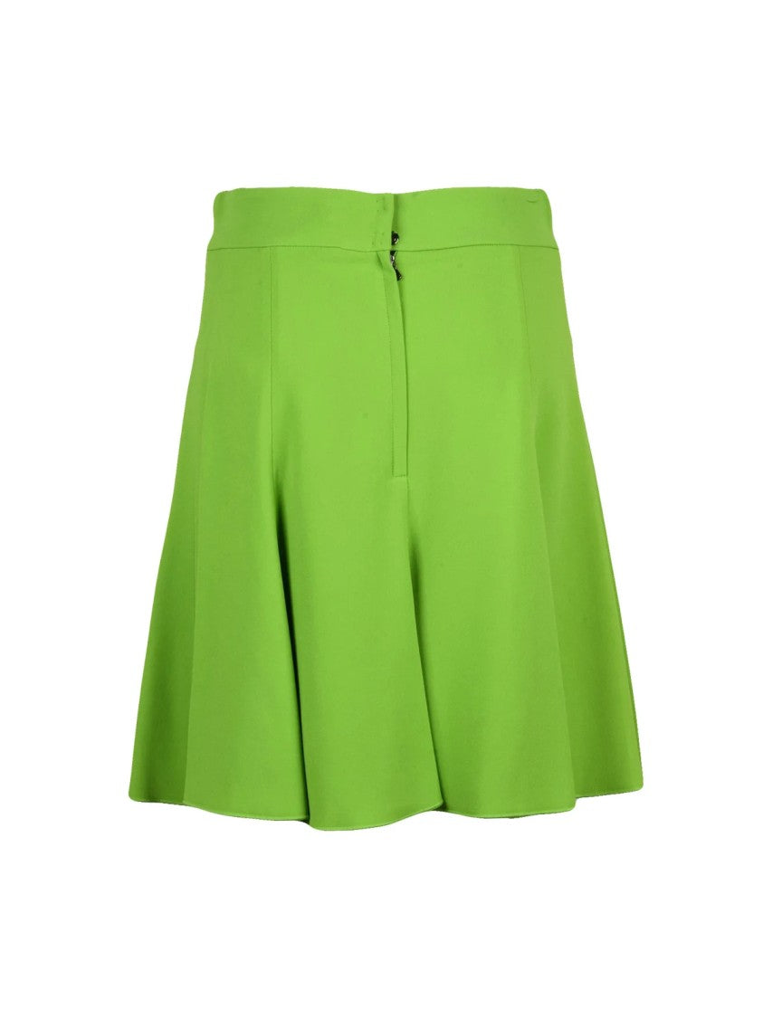 Dolce & Gabbana Apple Green Flared Skirt With Lace Trim And Structured Waistband