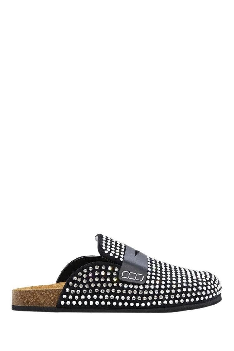 Him Co Suede And Crystal Loafer Mules