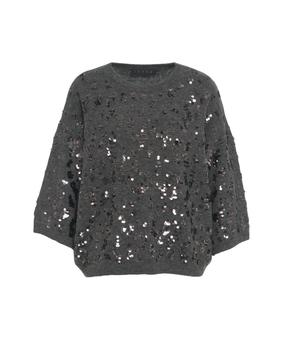 Kaos Oversized Sweater With Shimmering Sequins