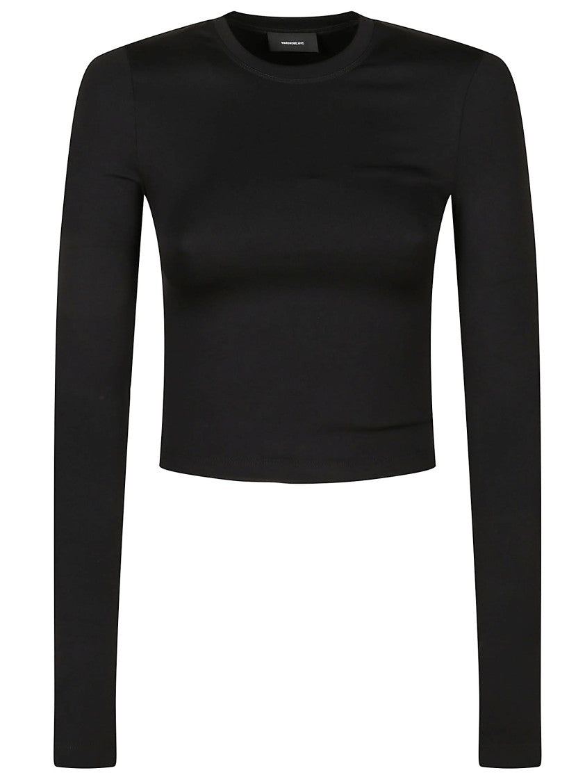 Wardrobe.Nyc Fitted Cropped Long Sleeve Tee With Minimalist Design